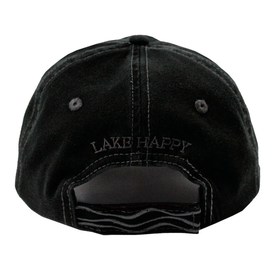 Lake Happy Cap Black Embroidered Logo