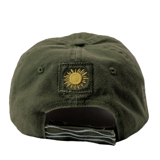 Lake Happy Cap Olive Fuchsia Embroidered Logo Design