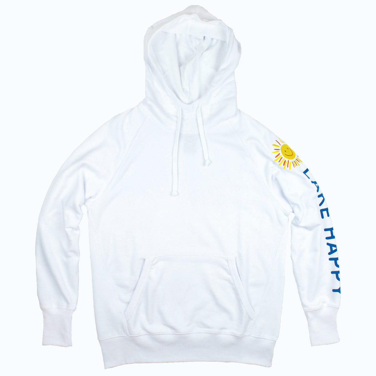 Lake Happy Sweatshirt White Happy Sun Logo Arm Printing Design
