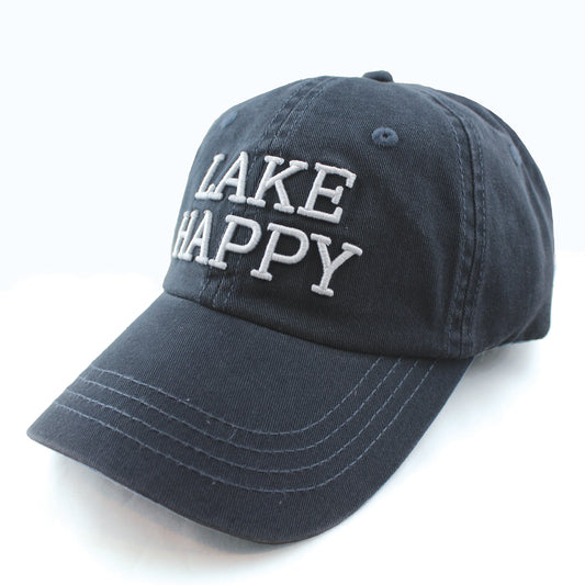 Lake Happy Cap Dark Slate Embroidered Logo Design