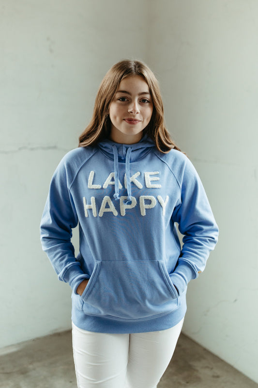 sweatshirt lake happy sky blue