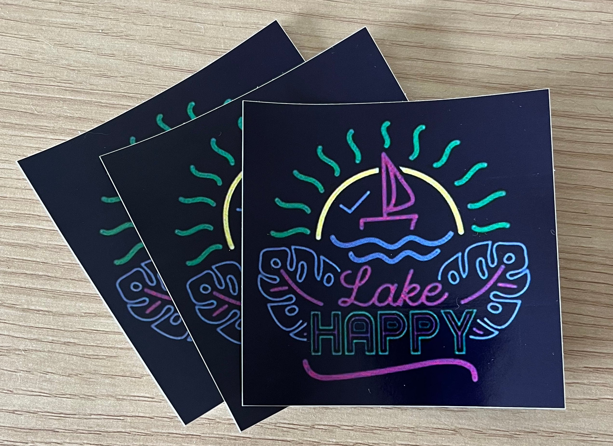 Lake Happy "Neon Fun" Logo Design Sticker