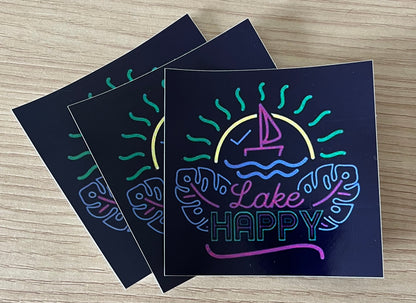 Lake Happy "Neon Fun" Logo Design Sticker