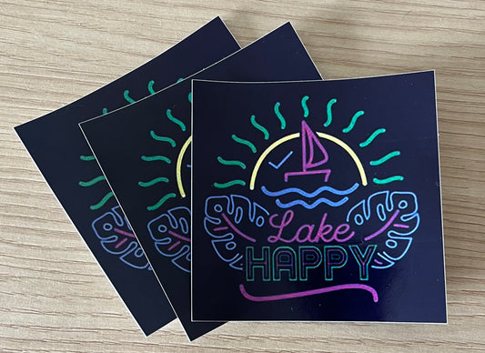 Lake Happy "Neon Fun" Logo Design Sticker