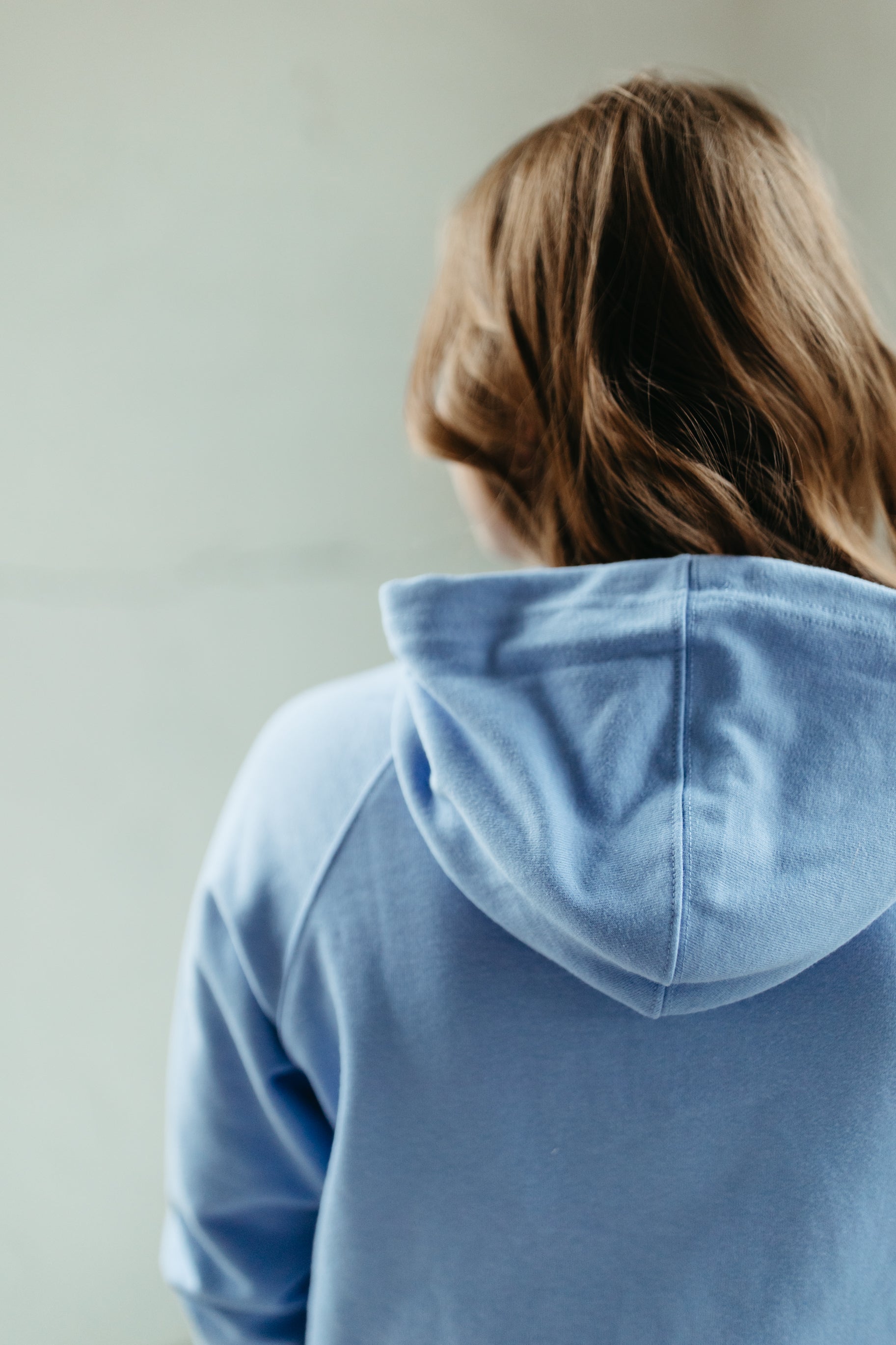 Lake Happy Hooded Sweatshirt Chenille Sky Blue Logo Design