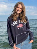 Lake Happy Hooded Sweatshirt Navy Blue USA Flag Design