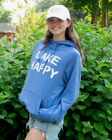 Lake Happy Hooded Sweatshirt Chenille Bleached Denim