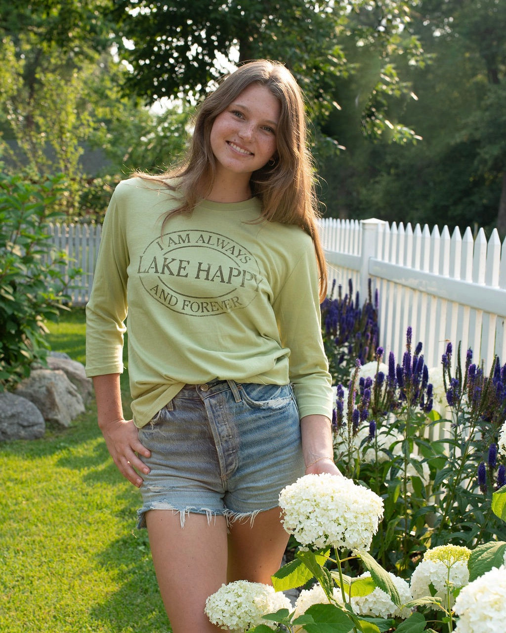 Lake Happy 3/4 Sleeve T-shirt Winter Pear Green