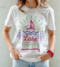 Lake Happy Short Sleeve Classic T-shirt White Neon Logo Design