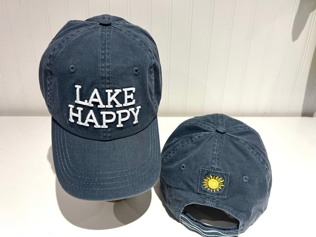 Lake Happy Cap Dark Slate Embroidered Logo Design