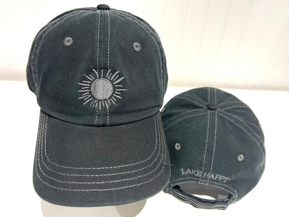 Lake Happy Cap Black Embroidered Logo