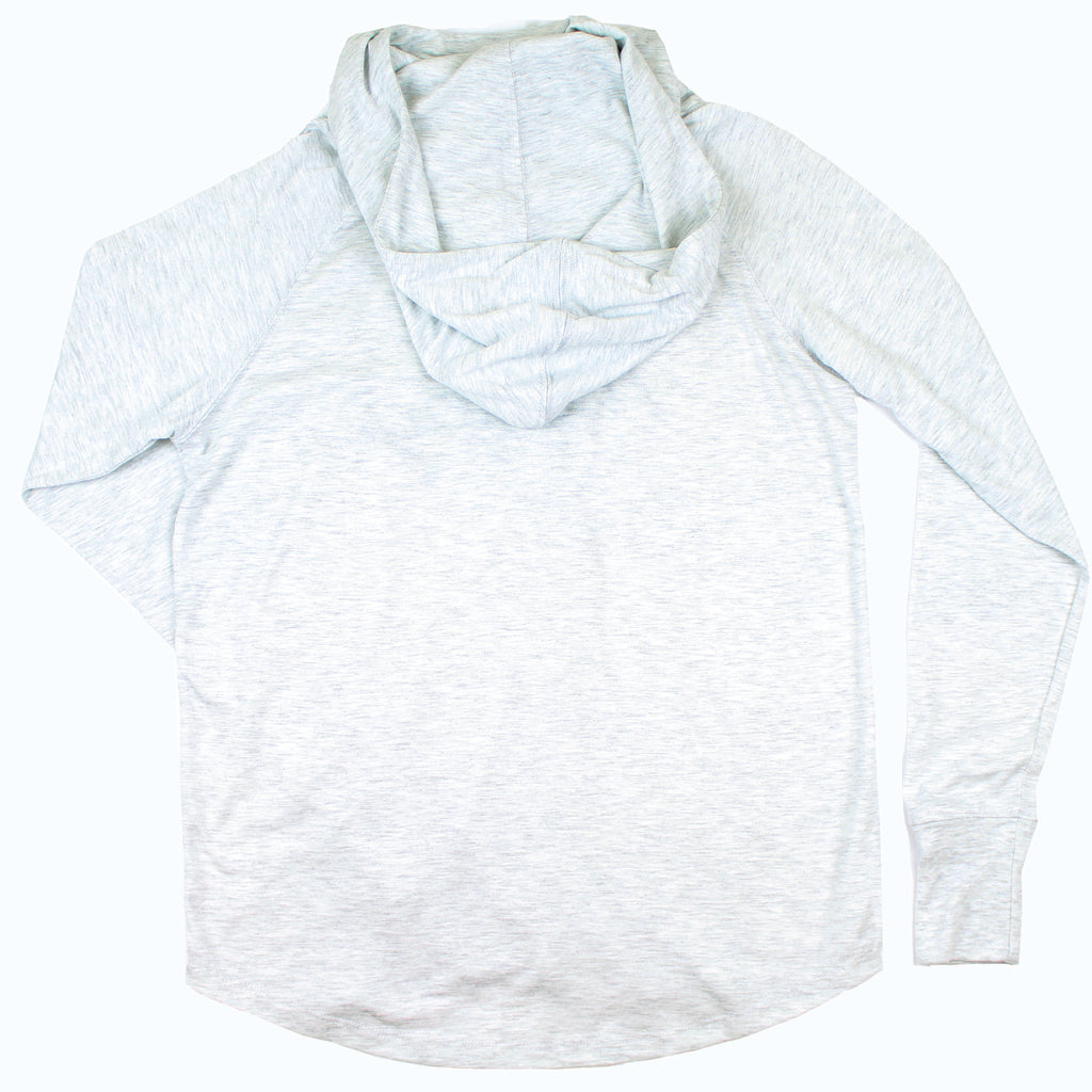 Lake Happy Long Sleeve Hooded Cowl Neck T-shirt Heather Grey Stitched Logo Design