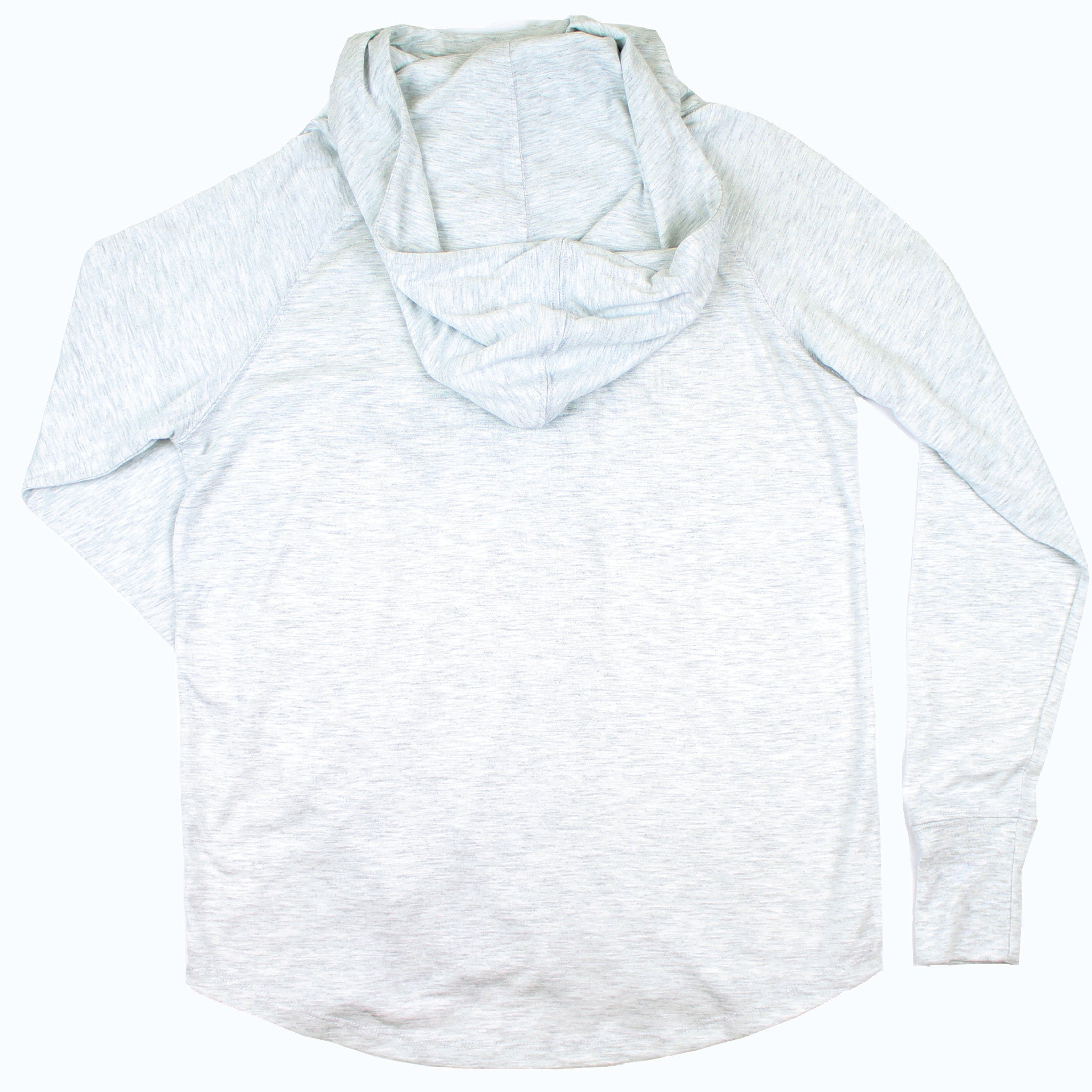 Lake Happy Long Sleeve Hooded Cowl Neck T-shirt Heather Grey Stitched Logo Design