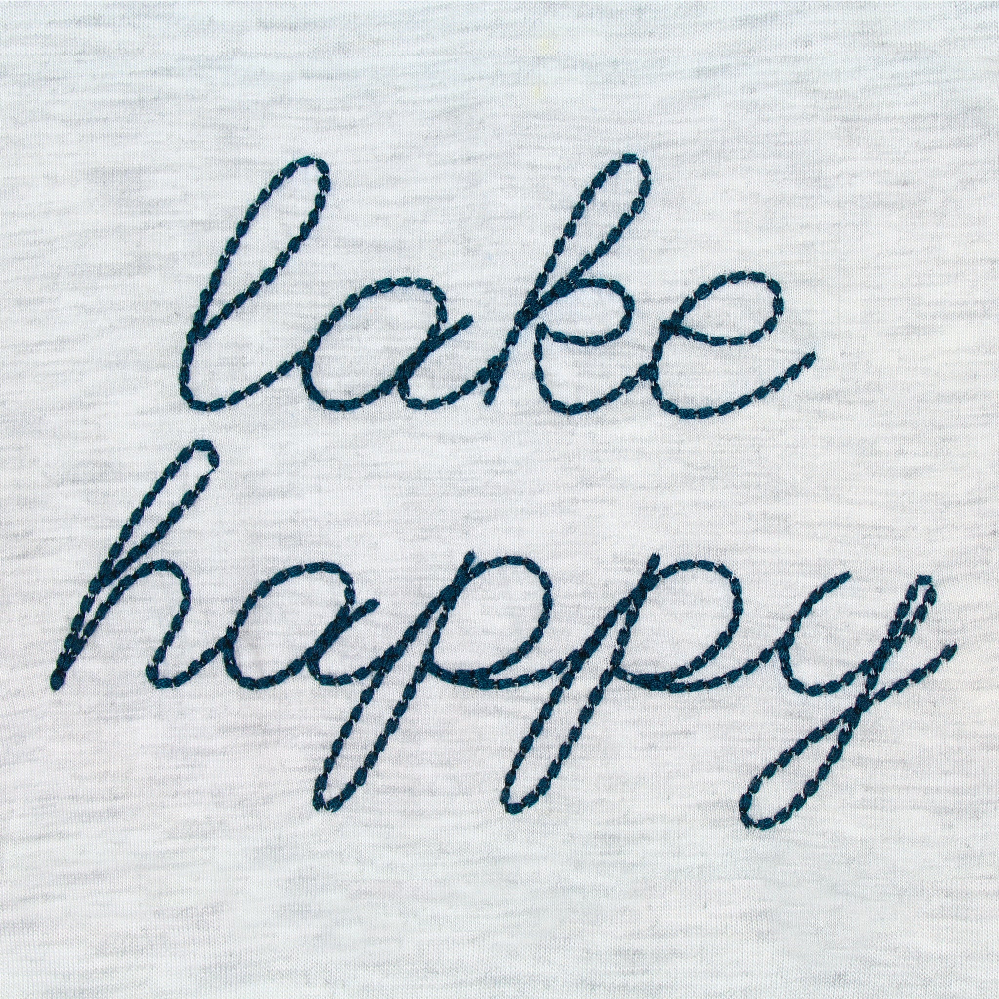 Lake Happy Long Sleeve Hooded Cowl Neck T-shirt Heather Grey Stitched Logo Design