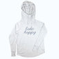 Lake Happy Long Sleeve Hooded Cowl Neck T-shirt Heather Grey Stitched Logo Design