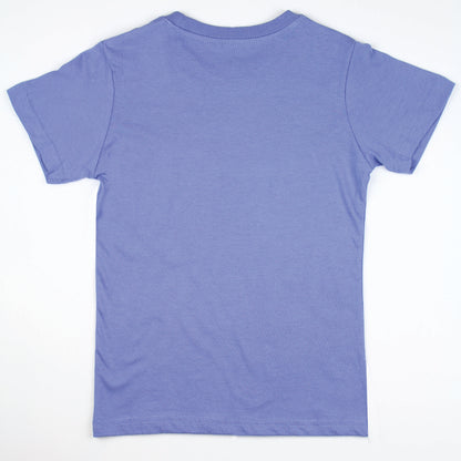 Lake Happy Youth Short Sleeve T-shirt Bleached Denim Stencil Logo Design