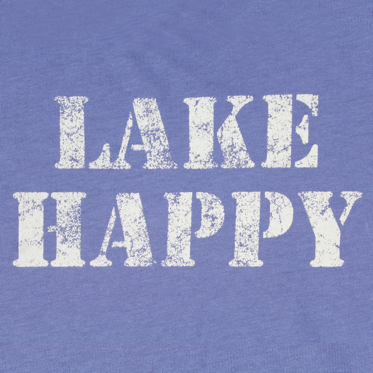 Lake Happy Youth Short Sleeve T-shirt Bleached Denim Stencil Logo Design