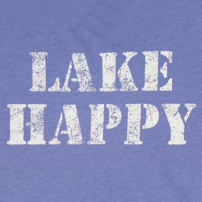 Lake Happy Youth Short Sleeve T-shirt Bleached Denim Stencil Logo Design