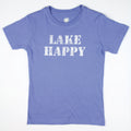 Lake Happy Youth Short Sleeve T-shirt Bleached Denim Stencil Logo Design