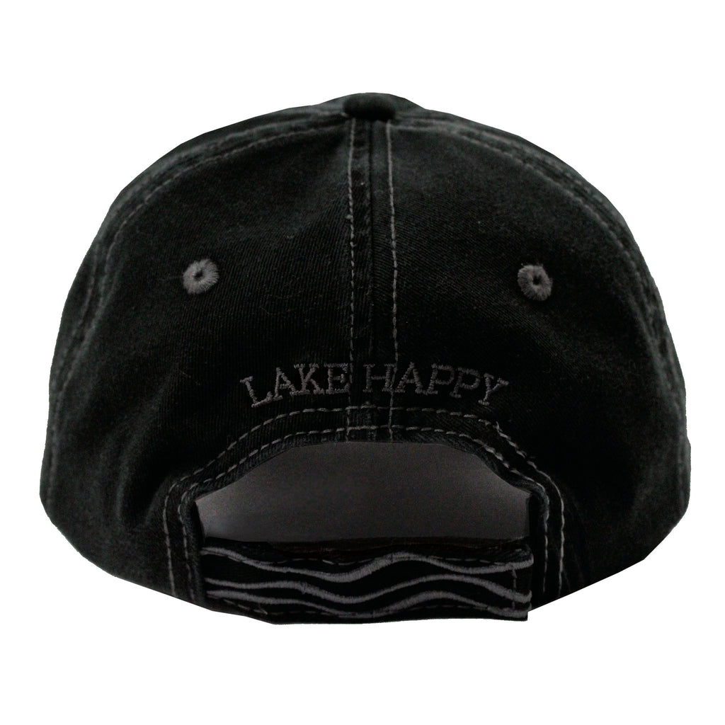 Lake Happy Cap Black Embroidered Logo