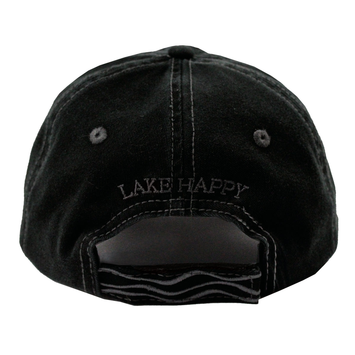 Lake Happy Cap Black Embroidered Logo