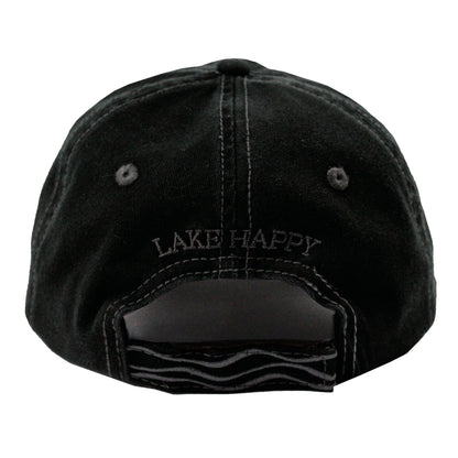 Lake Happy Cap Black Embroidered Logo