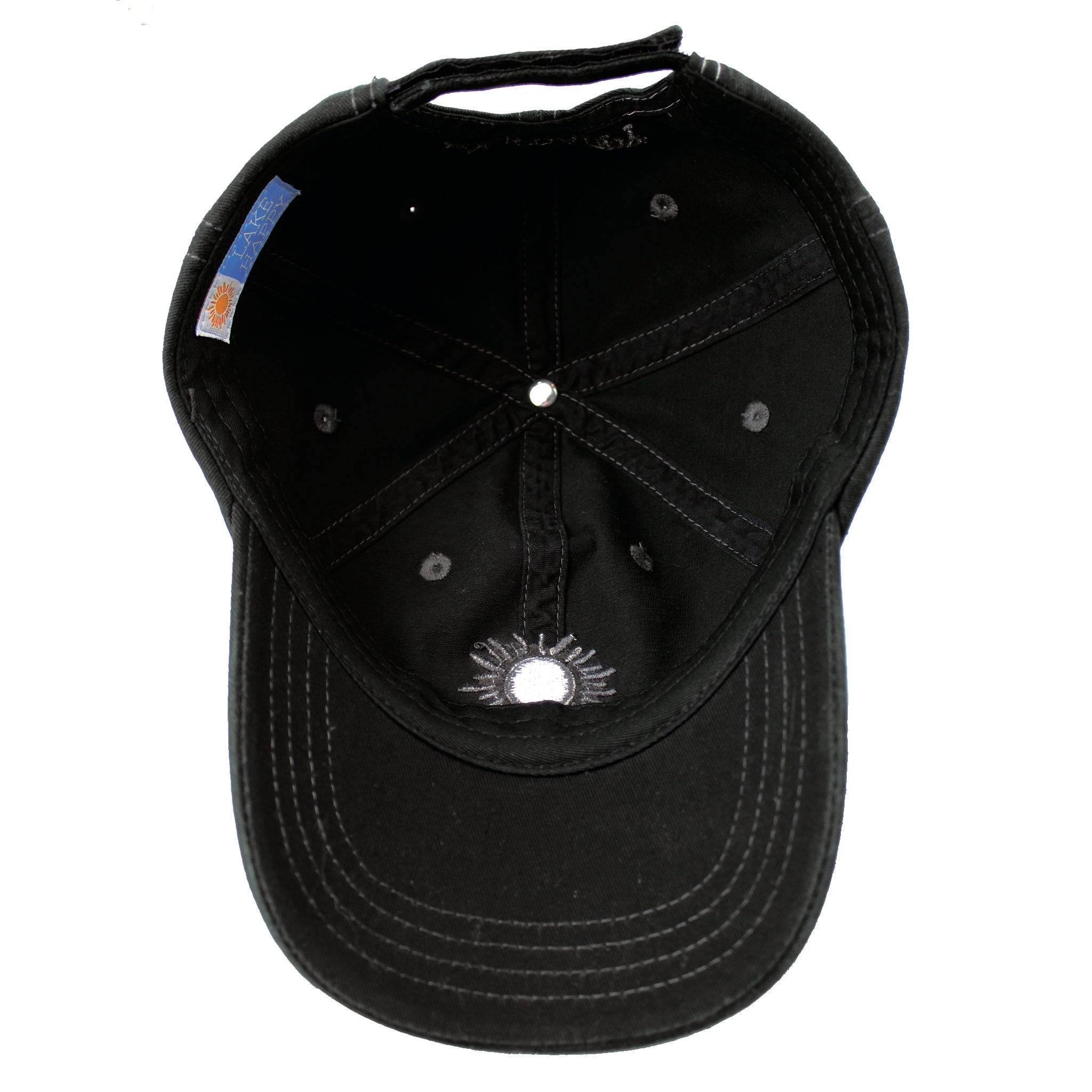 Lake Happy Cap Black Embroidered Logo