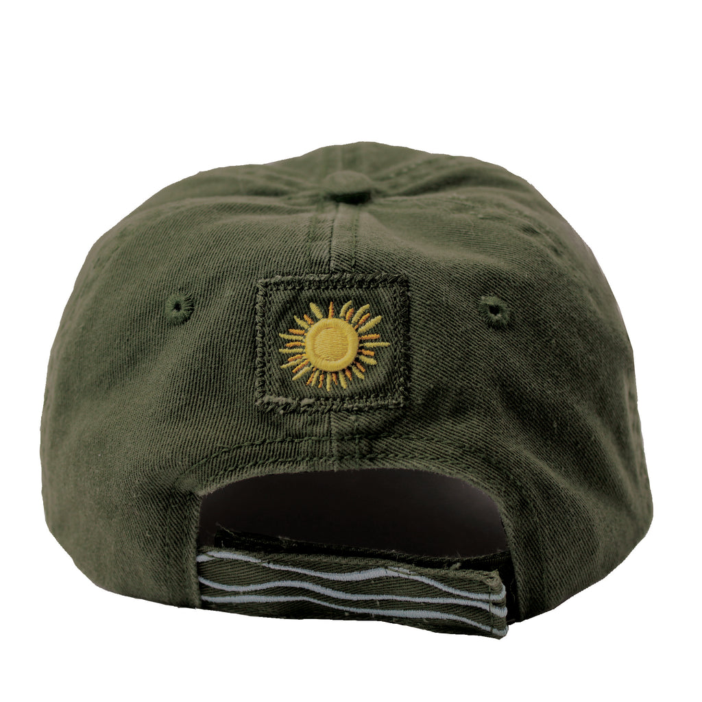 Lake Happy Cap Olive Fuchsia Embroidered Logo Design