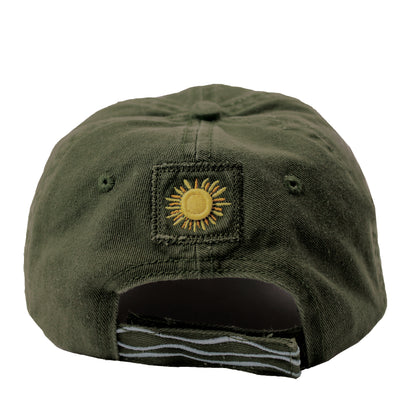 Lake Happy Cap Olive Fuchsia Embroidered Logo Design