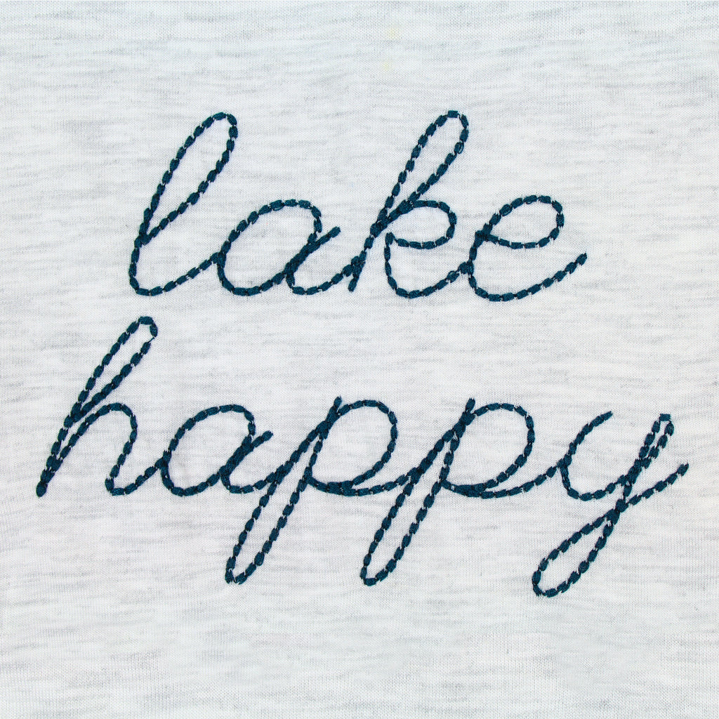 Lake Happy Youth Long Sleeve Hooded T-shirt Heather Grey Script Logo