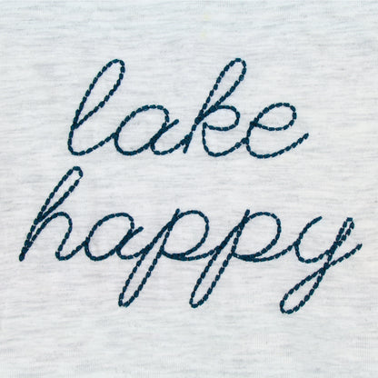 Lake Happy Youth Long Sleeve Hooded T-shirt Heather Grey Script Logo