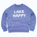 Lake Happy Crew Neck Sweatshirt Bleached Denim White Chenille Logo Design