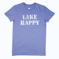 Lake Happy Short Sleeve Classic T-shirt Bleached Denim Stencil Logo Design