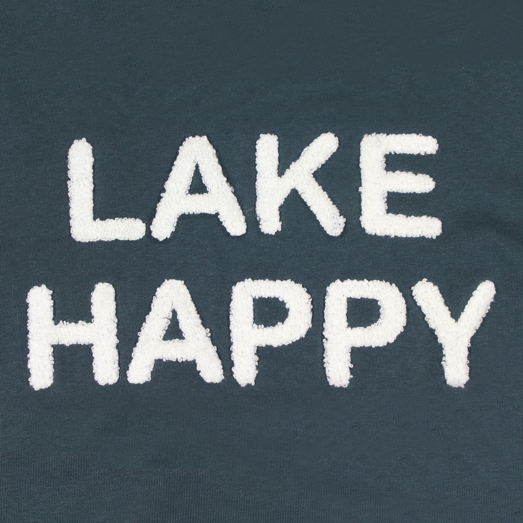 Lake Happy Hooded Sweatshirt Dark Slate White Chenille Logo Design