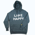 Lake Happy Hooded Sweatshirt Dark Slate White Chenille Logo Design