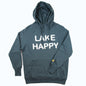 Lake Happy Hooded Sweatshirt Dark Slate White Chenille Logo Design