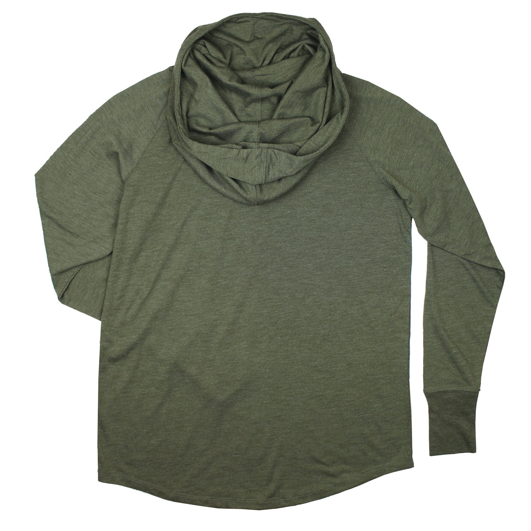 Lake Happy Long Sleeve Hooded Cowl Neck T-shirt Moss Green