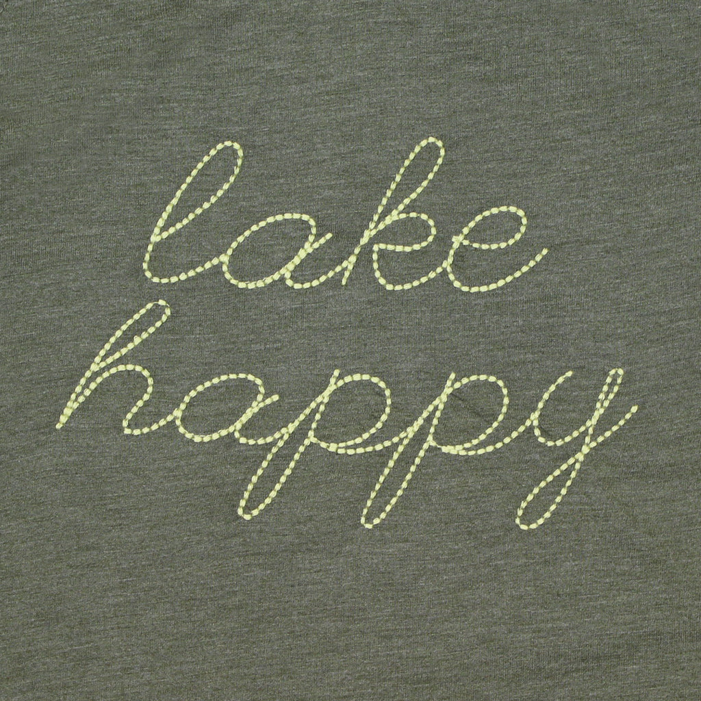 Lake Happy Long Sleeve Hooded Cowl Neck T-shirt Moss Green