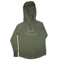 Lake Happy Long Sleeve Hooded Cowl Neck T-shirt Moss Green