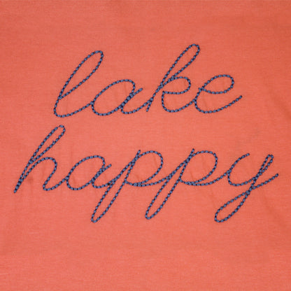 Lake Happy Short Sleeve Classic T-shirt Porcelain Rose Script Logo Design