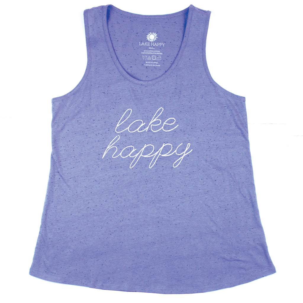 Lake Happy Classic Tank Top Sky Blue Embroidered Script Logo