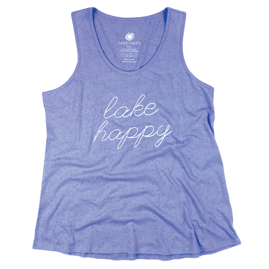 Lake Happy Classic Tank Top Sky Blue Embroidered Script Logo