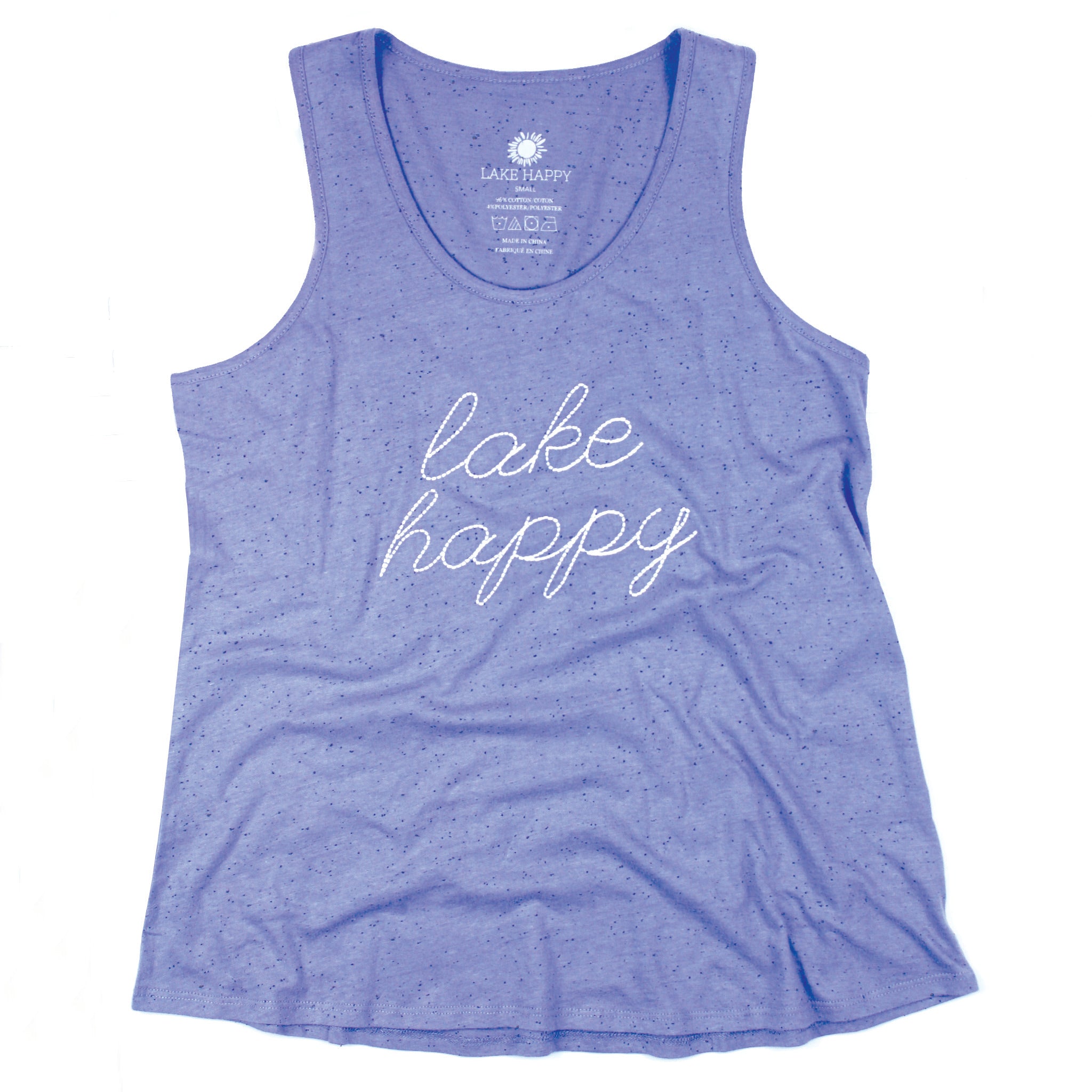 Lake Happy Classic Tank Top Sky Blue Embroidered Script Logo
