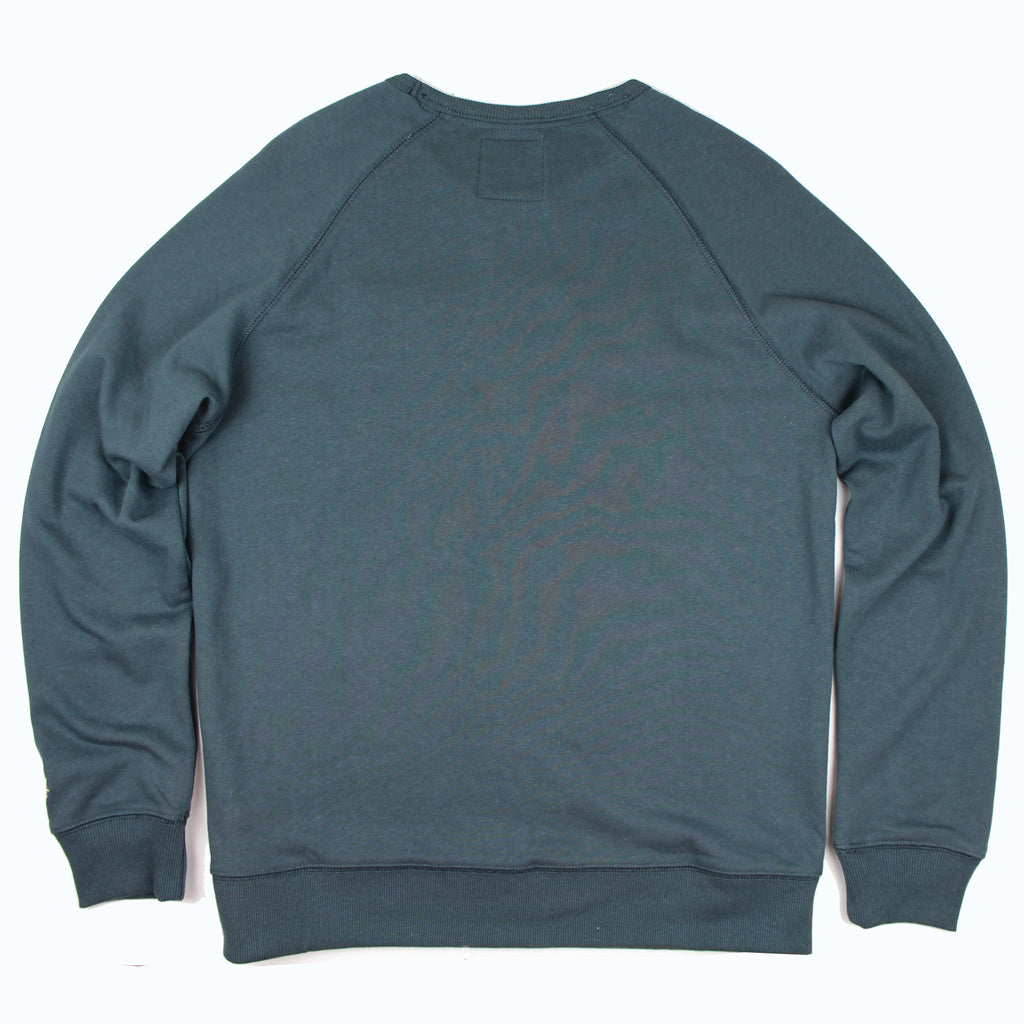 Lake Happy Crew Neck Sweatshirt Dark Slate White Chenille Logo Design