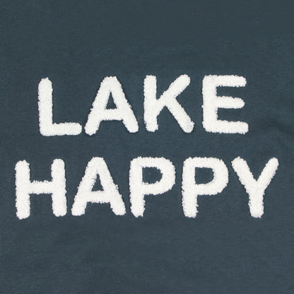 Lake Happy Crew Neck Sweatshirt Dark Slate White Chenille Logo Design