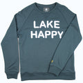Lake Happy Crew Neck Sweatshirt Dark Slate White Chenille Logo Design