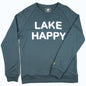 Lake Happy Crew Neck Sweatshirt Dark Slate White Chenille Logo Design