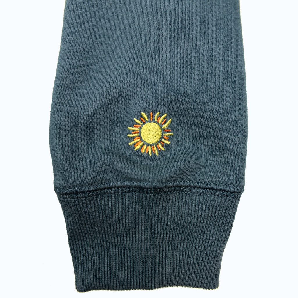 Lake Happy Crew Neck Sweatshirt Dark Slate White Chenille Logo Design