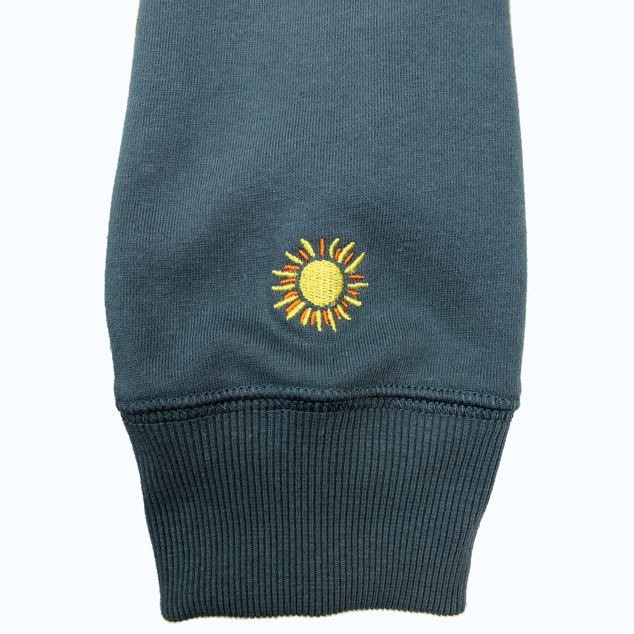Lake Happy Crew Neck Sweatshirt Dark Slate White Chenille Logo Design