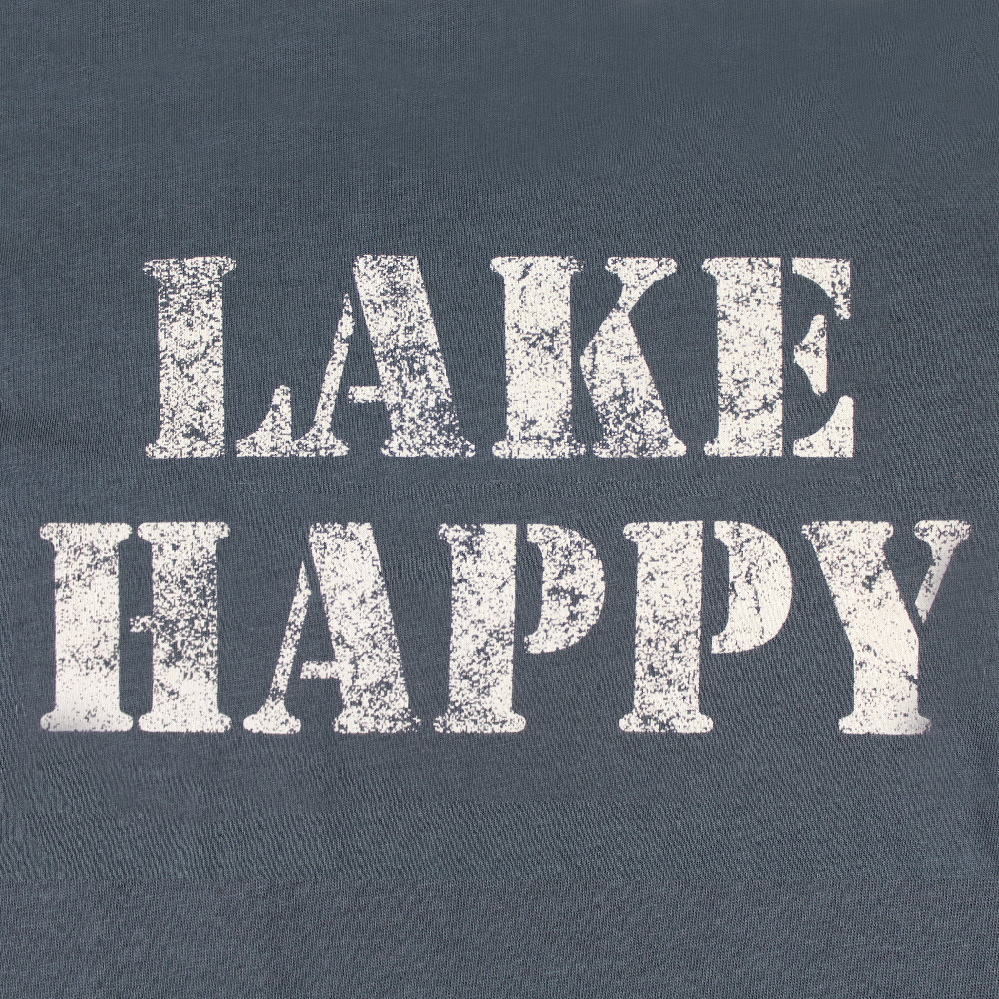 Lake Happy Short Sleeve Classic T-shirt Dark Slate Stencil Logo Design